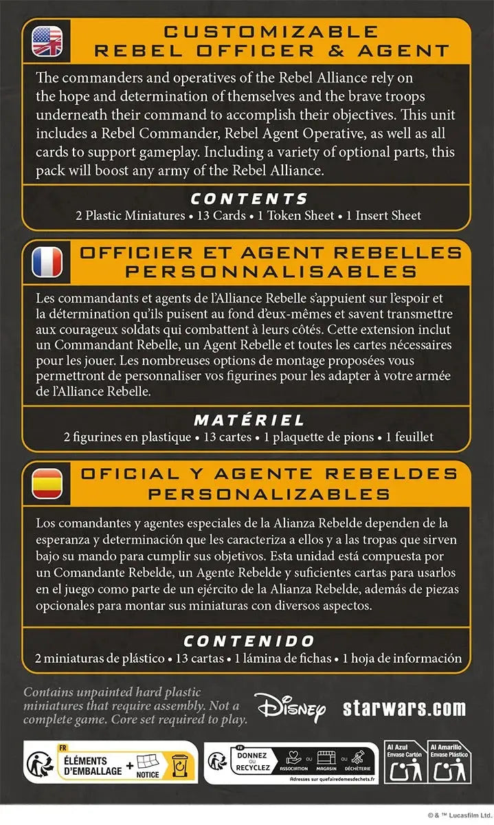 Star Wars: Legion - Customizable - Rebel Officer & Agent (EN/DE/ES/FR) - Atomic Mass Games - Miniature Games