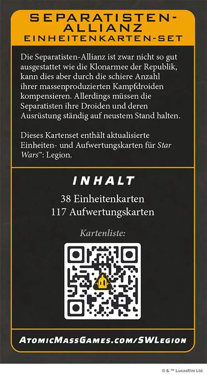 Star Wars: Legion - Kartenset - Einheiten - Separatisten Allianz (DE) - Atomic Mass Games - Miniature Games