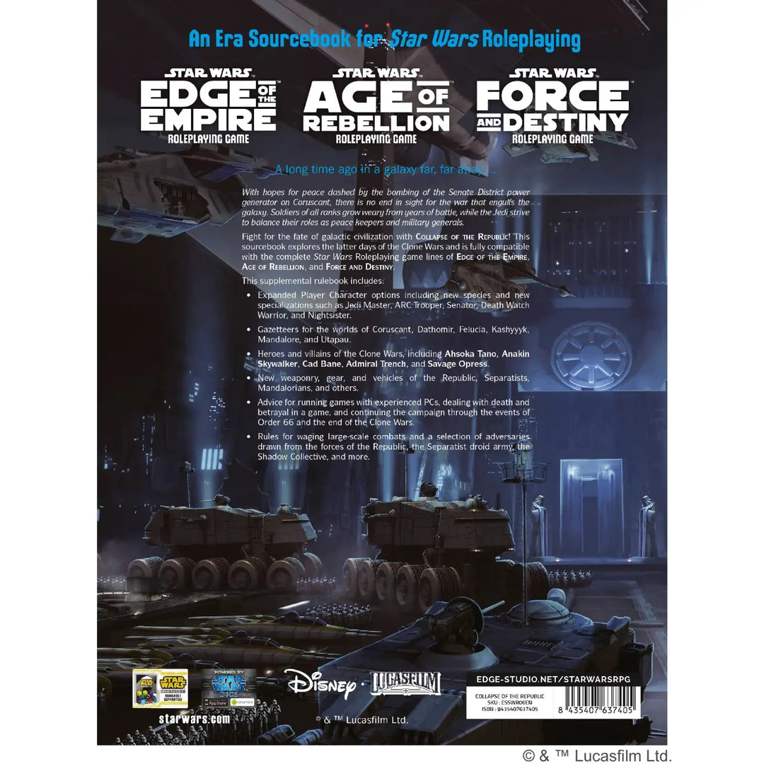 Star Wars RPG: Collapse of the Republic (EN) - Edge Studios - Roleplaying Games