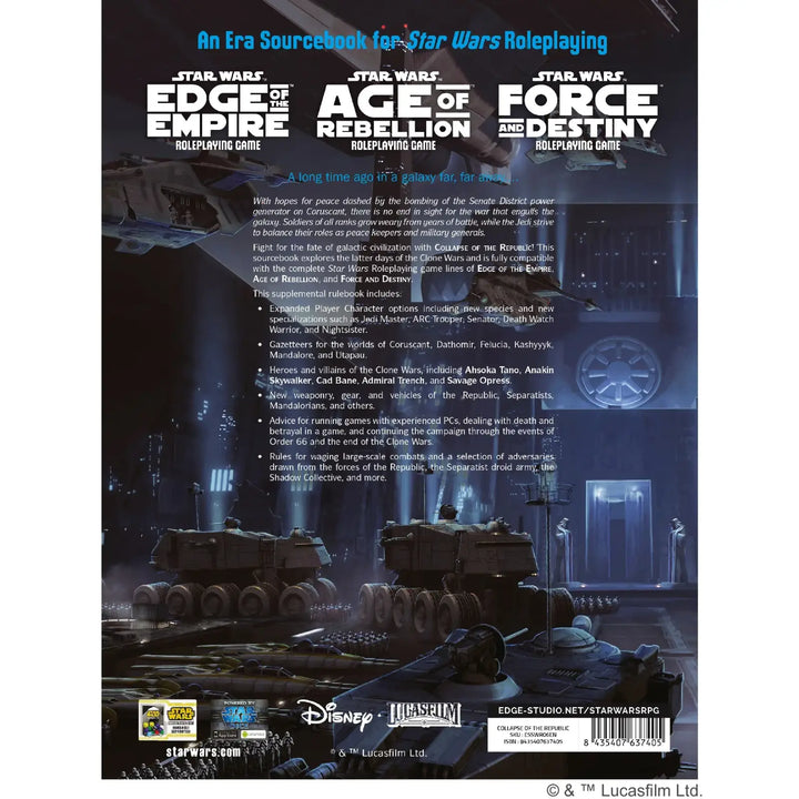 Star Wars RPG: Collapse of the Republic (EN) - Edge Studios - Roleplaying Games