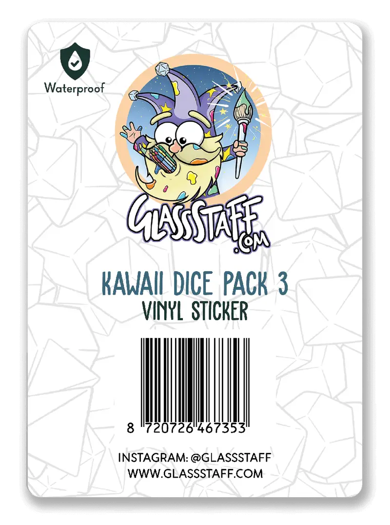 Sticker: Kawaii Dice - Pack 3 - Glassstaff - Accessories