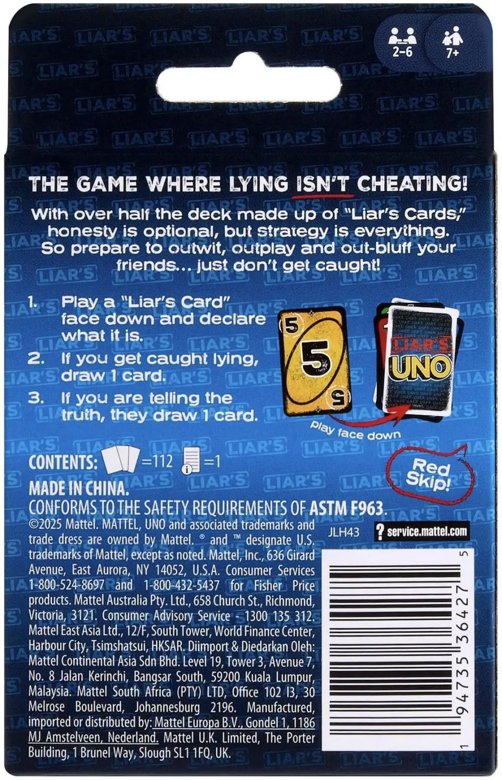 Uno: Liars (EN) - Mattel Inc. - Board Games