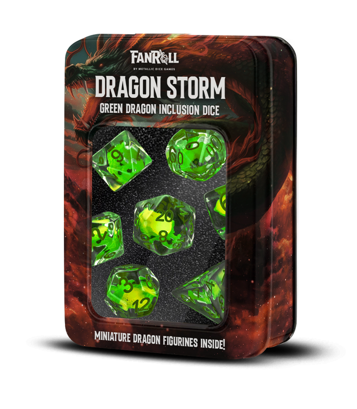 Dragon Storm Inclusion Resin Dice Set: Green Dragon