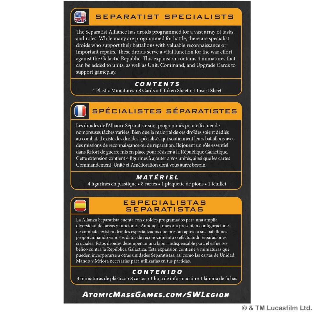 Star Wars: Legion - Separatist Specialists (EN/DE/ES/FR)