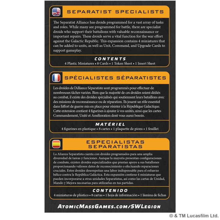 Star Wars: Legion - Separatist Specialists (EN/DE/ES/FR)