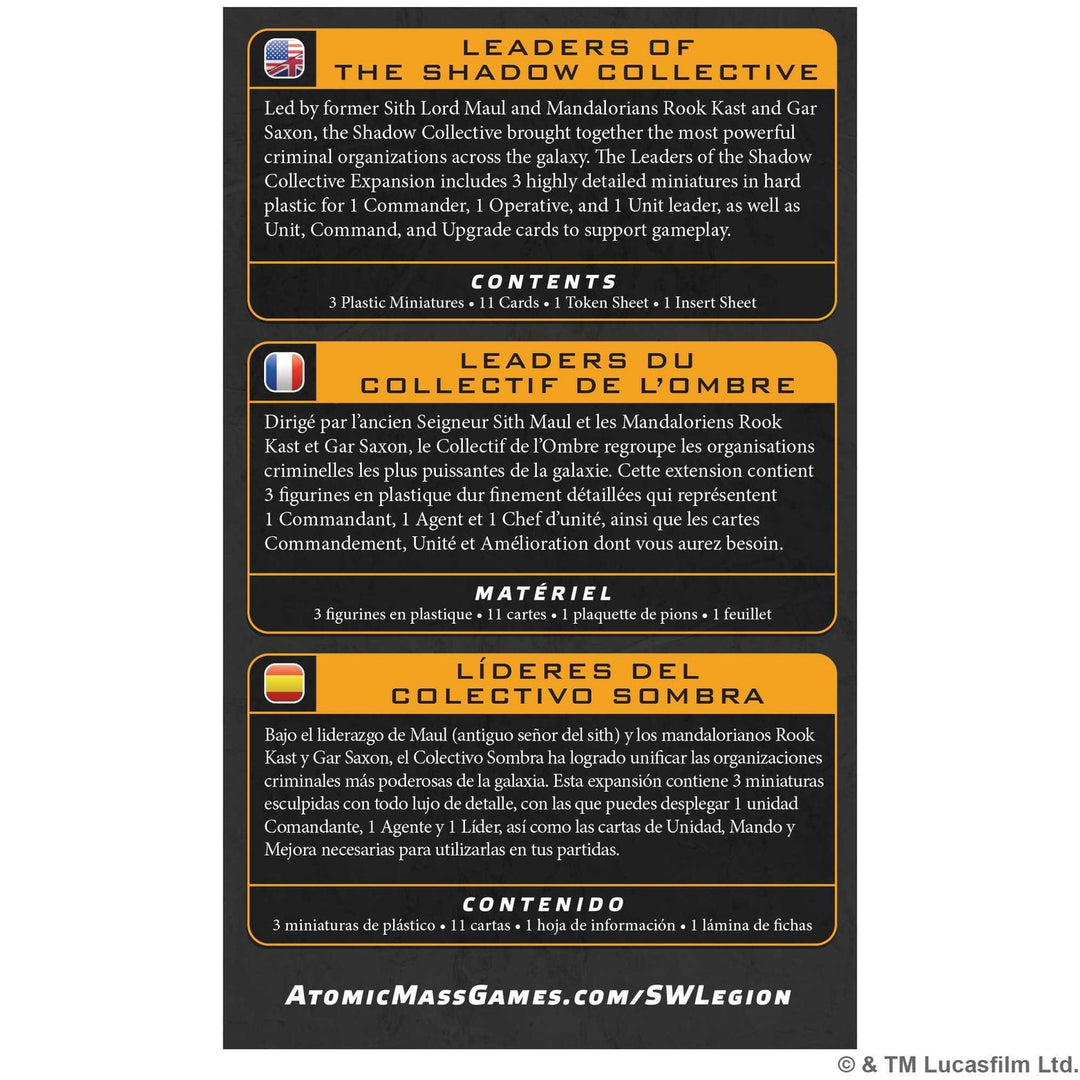 Star Wars: Legion - Leaders of the Shadow Collective (EN/DE/ES/FR)