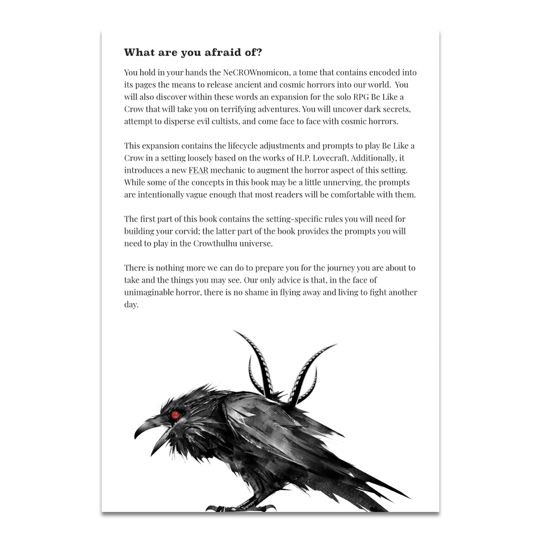 Solo RPG: Be Like A Crow - Crowthulhu Expansion (EN)
