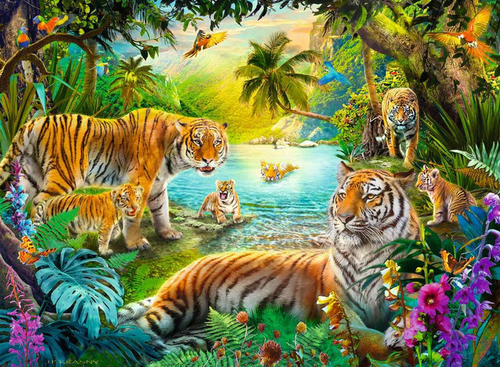 Puzzle: Tiger Family in the Oasis (500)