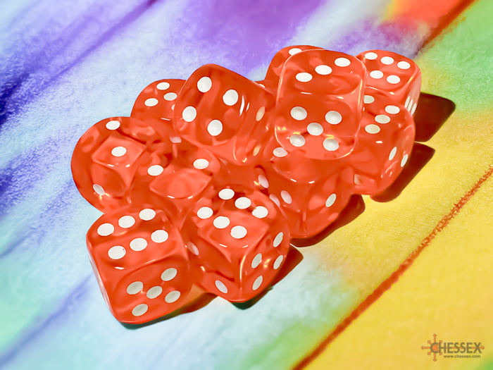 Dice Set: Translucent - 16mm - d6 - Orange/White (12)
