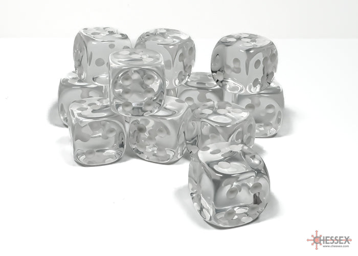 Dice Set: Translucent - 16mm - d6 - Clear/White (12)