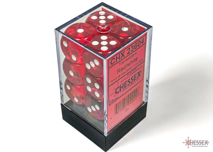Dice Set: Translucent - 16mm - d6 - Red/White (12)