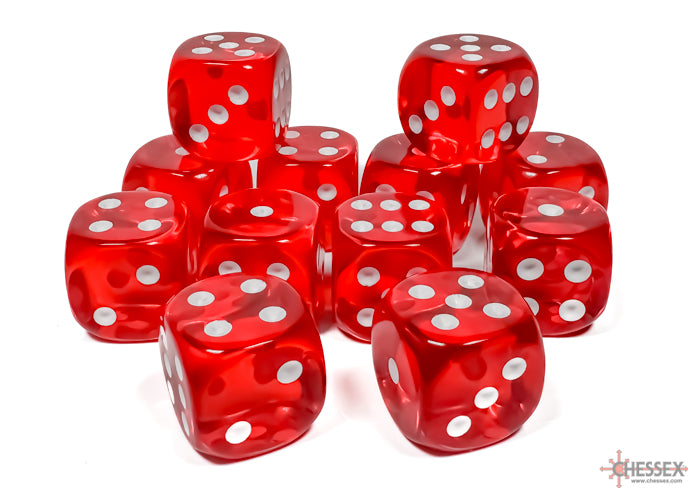 Dice Set: Translucent - 16mm - d6 - Red/White (12)