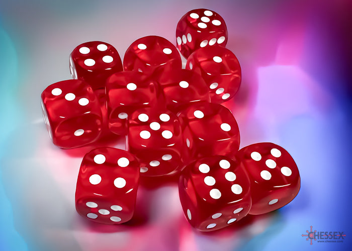 Dice Set: Translucent - 16mm - d6 - Red/White (12)