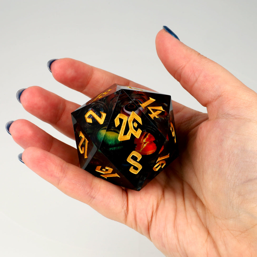 Dice: Resin - Sharp Edge - Liquid Core - d20 - Beholden - 50mm
