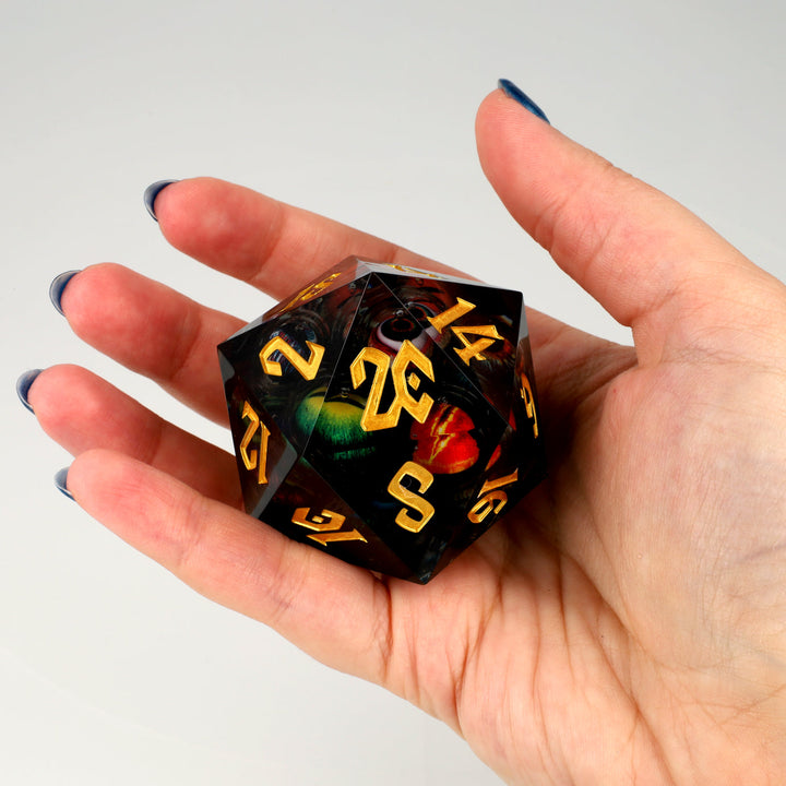 Dice: Resin - Sharp Edge - Liquid Core - d20 - Beholden - 50mm