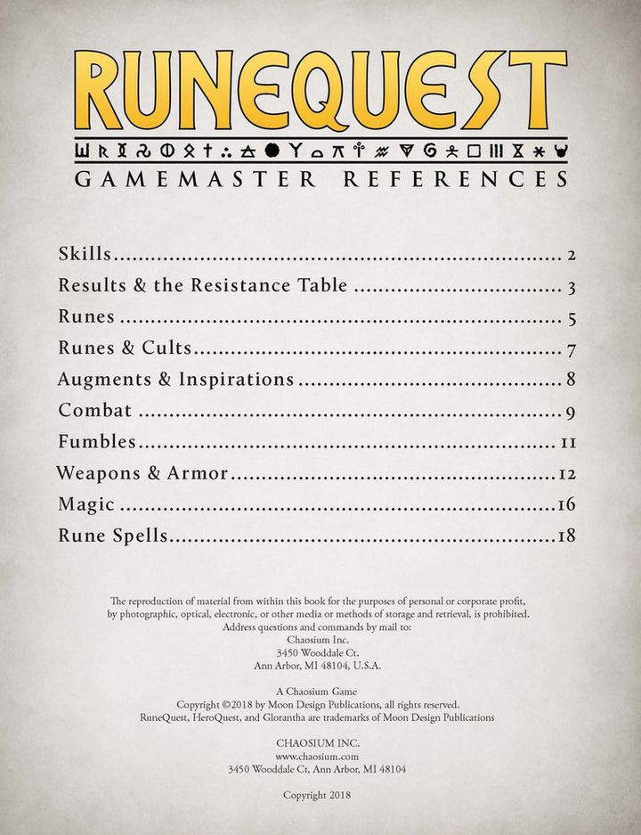 GM Screen: RuneQuest RPG (EN)