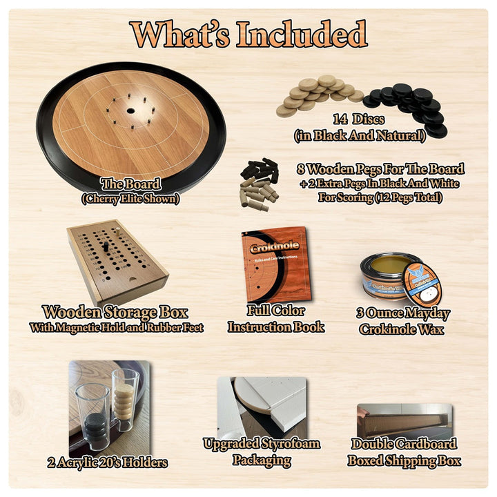 Crokinole: Elite Edition - Cherry Board & Black Carrying Case