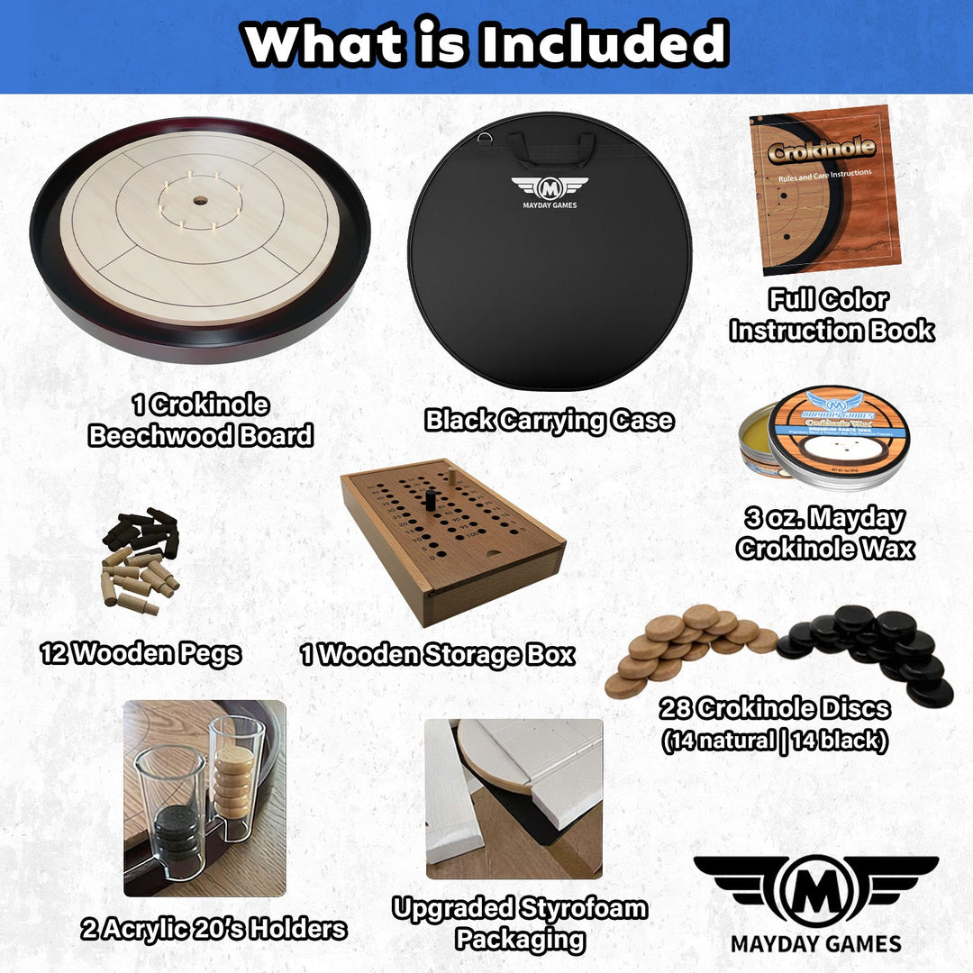 Crokinole: Tournament Edition - Beech Board & Black Carrying Case