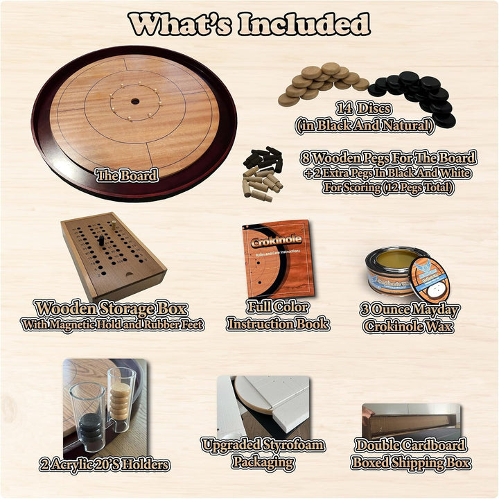 Crokinole: Tournament Edition - Mahogany Board & Black Carrying Case