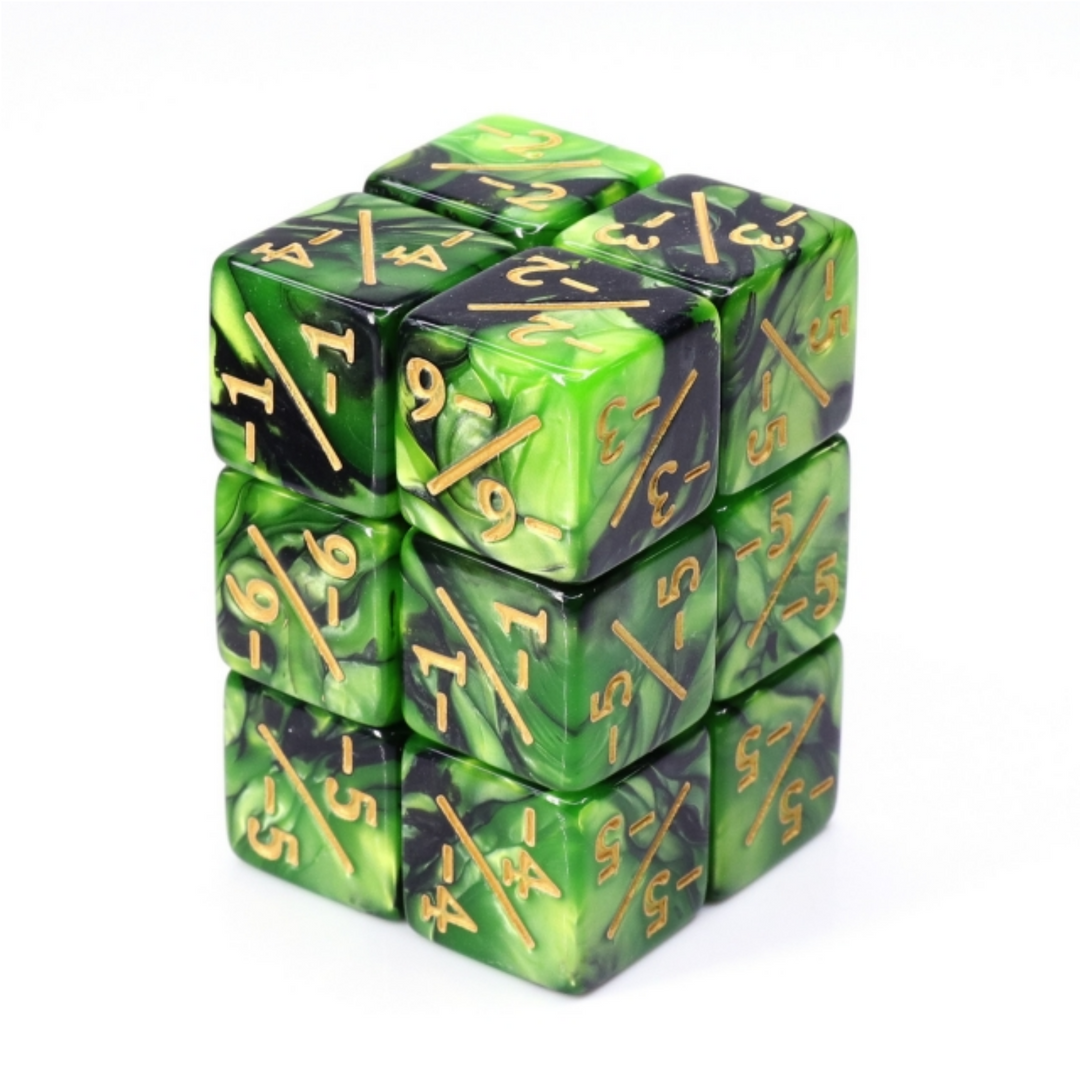 Dice Counters: Negative - Green & Black