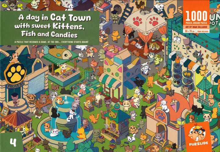 Puzzle: A Day in Cat Town with Sweet Kittens, Fish and Candles (1000)
