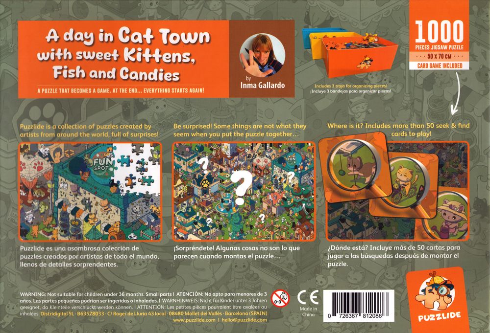 Puzzle: A Day in Cat Town with Sweet Kittens, Fish and Candles (1000)