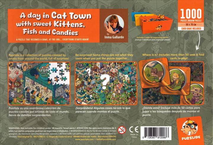 Puzzle: A Day in Cat Town with Sweet Kittens, Fish and Candles (1000)