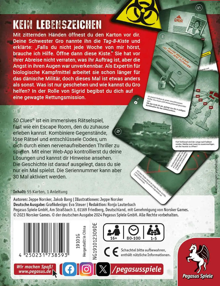 50 Clues: Kein Lebenszeichen (Sigrids Suche Teil 1 von 3) (DE) - Pegasus Spiele - Board Games
