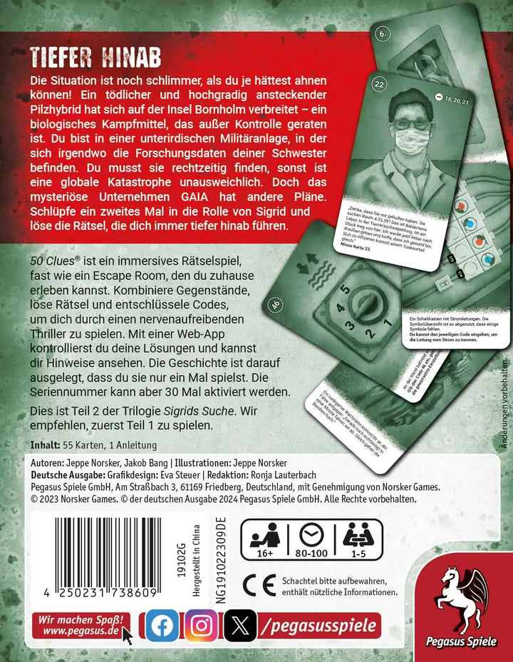 50 Clues: Tiefer hinab (Sigrids Suche Teil 2 von 3) (DE) - Pegasus Spiele - Board Games