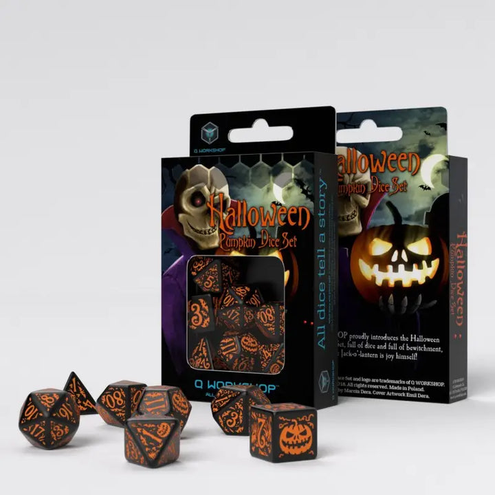 Halloween Pumpkin Black & Orange Dice Set - Q Workshop - Accessories
