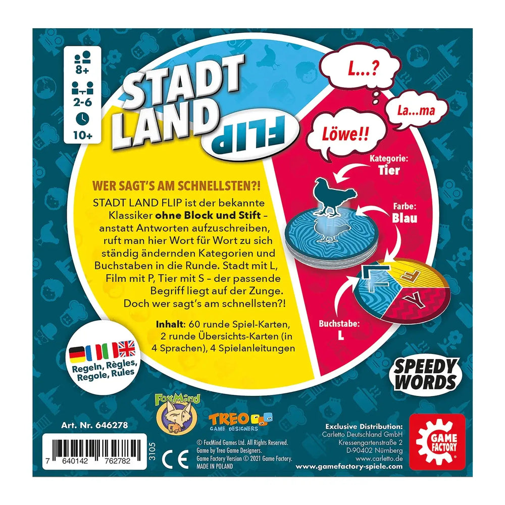 Stadt Land Flip (DE/EN/FR/IT) - Game Factory - Board Games