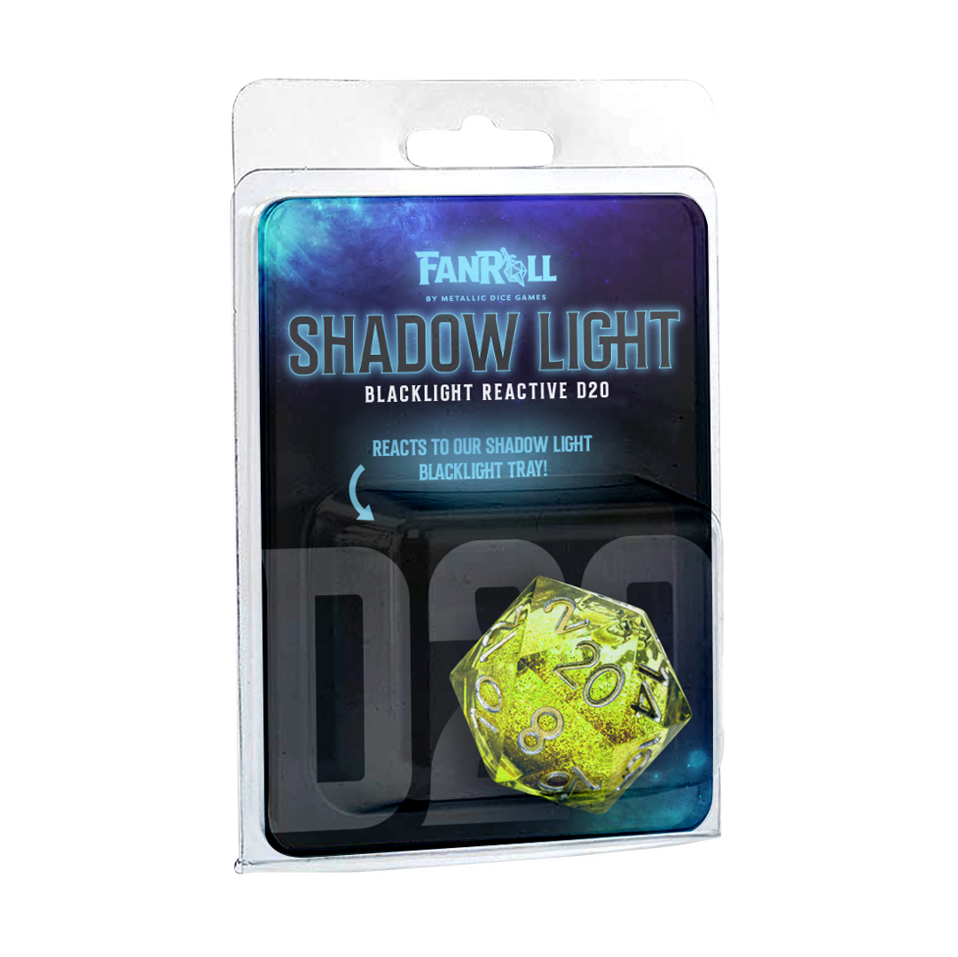 Shadow Light UV Reactive - Individual d20 Elixir - Liquid Core Dice
