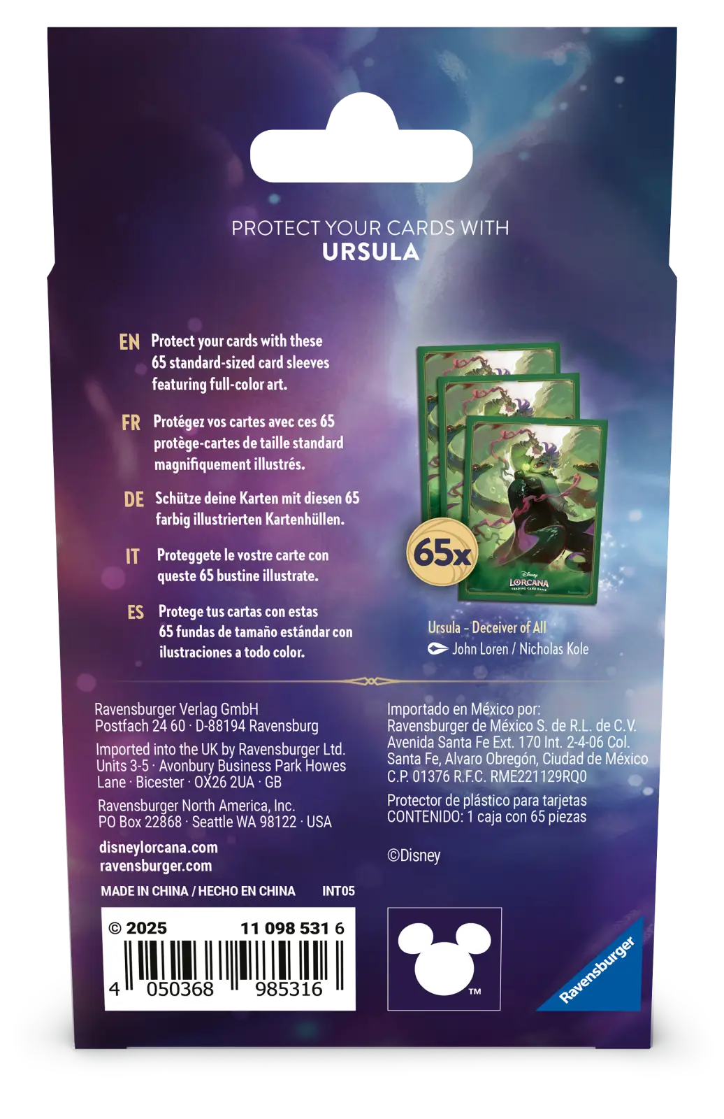 Disney Lorcana: Archazia’s Island - Card Sleeves - Ursula (65) - Ravensburger - Accessories