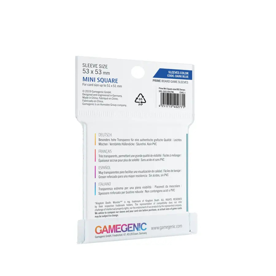 Prime Sleeves: Board Game - Mini Squared - Dark Blue (60) - Gamegenic - Accessories