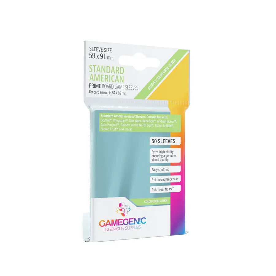 Prime Sleeves: Board Game - Standard American - Green (60) - Gamegenic - Accessories