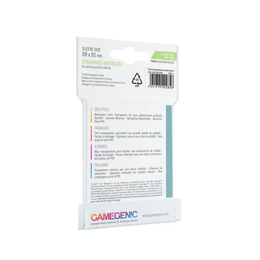 Prime Sleeves: Board Game - Standard American - Green (60) - Gamegenic - Accessories