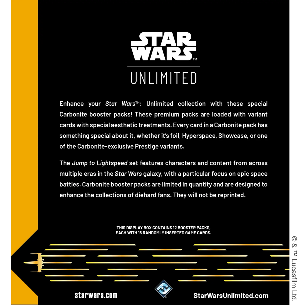Star Wars: Unlimited - Jump to Lightspeed - Carbonite Display (12 Booster) (EN) - Fantasy Flight Games - Card Games