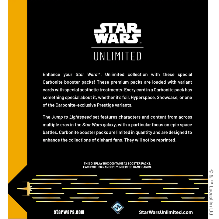 Star Wars: Unlimited - Jump to Lightspeed - Carbonite Display (12 Booster) (EN) - Fantasy Flight Games - Card Games
