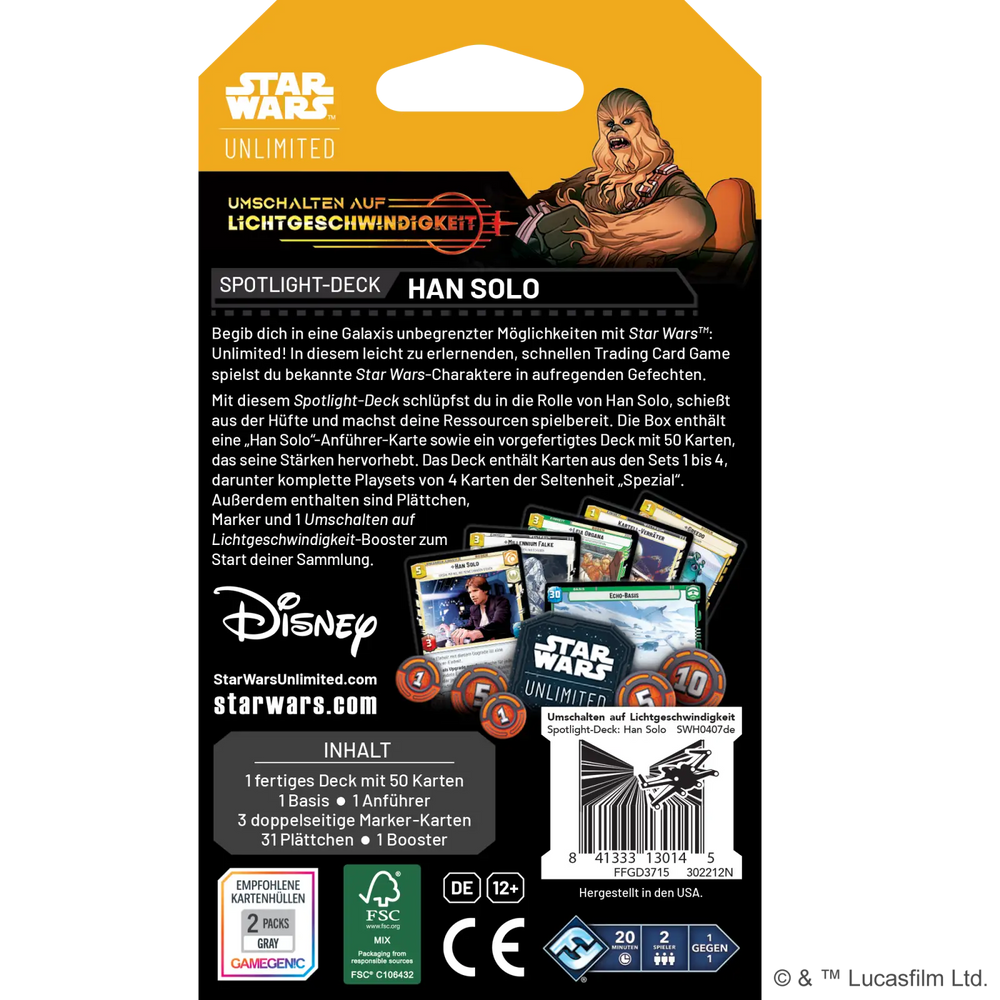 Star Wars: Unlimited - Umschalten auf Lichtgeschwindigkeit- Spotlight Starter Deck - Han Solo (DE) - Fantasy Flight