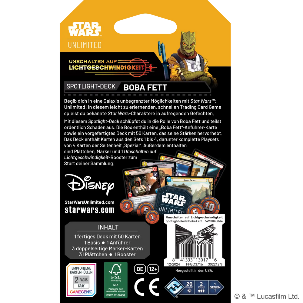 Star Wars: Unlimited - Umschalten auf Lichtgeschwindigkeit- Spotlight Starter Deck - Boba Fett (DE) - Fantasy Flight