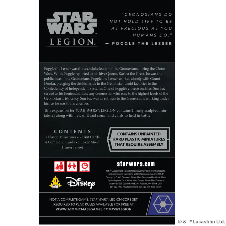 Star Wars: Legion - Sun Fac and Poggle the Lesser - Operative & Commander (EN)