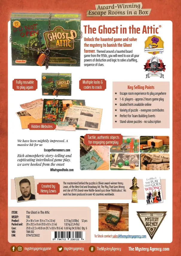 The Ghost in the Attic (EN) - The Mystery Agency - Board Games