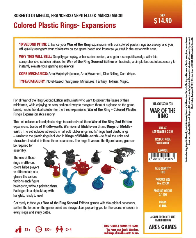 War of the Ring: 2nd Edition - Coloured Plastic Rings - Expansions - Ares Games - Board Games