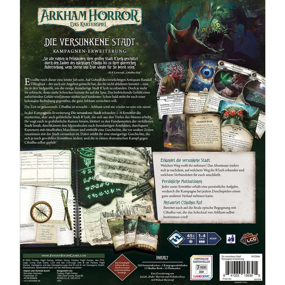 Arkham Horror: Das Kartenspiel - Die versunkene Stadt - Kampagnen Erweiterung (DE) - Fantasy Flight Games - Card Games