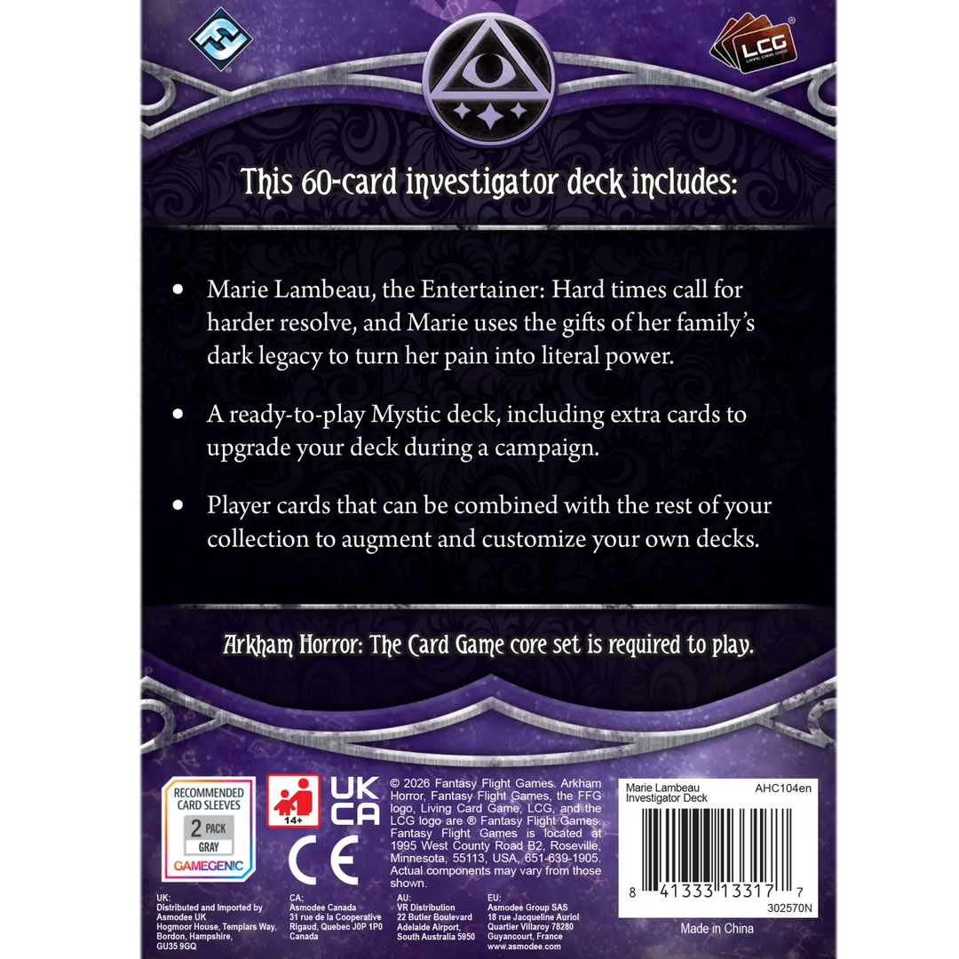 Arkham Horror: The Card Game - Investigator Deck - Marie Lambeau (EN) - Fantasy Flight Games - Board Games