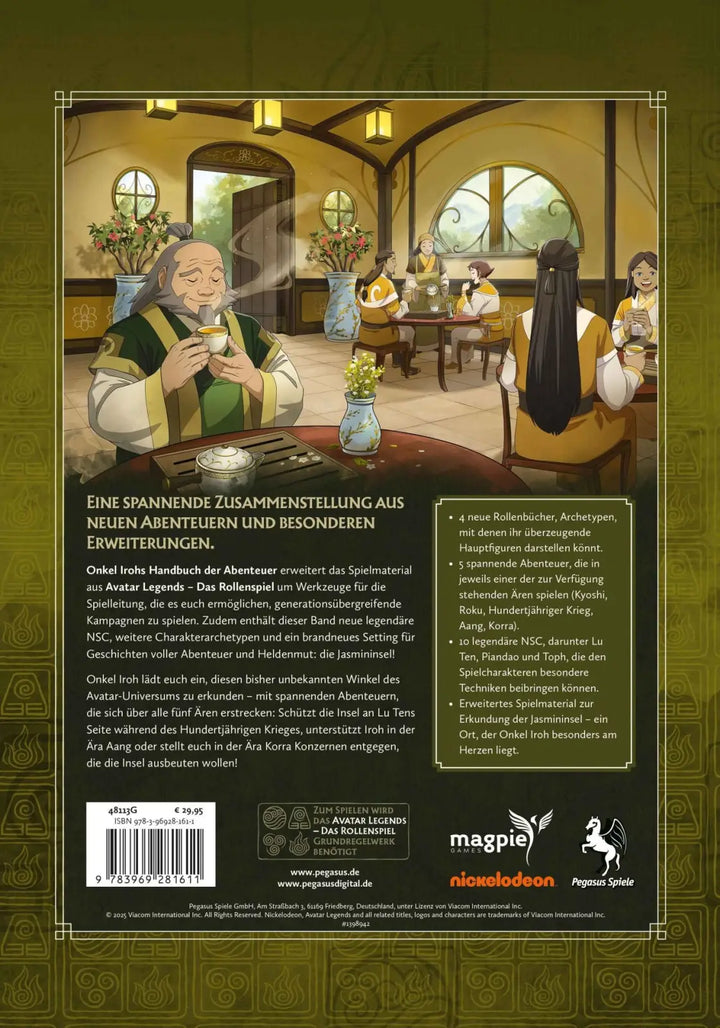 Avatar Legends – Das Rollenspiel: Onkel Irohs Handbuch der Abenteuer (DE) - Pegasus Spiele - Roleplaying Games