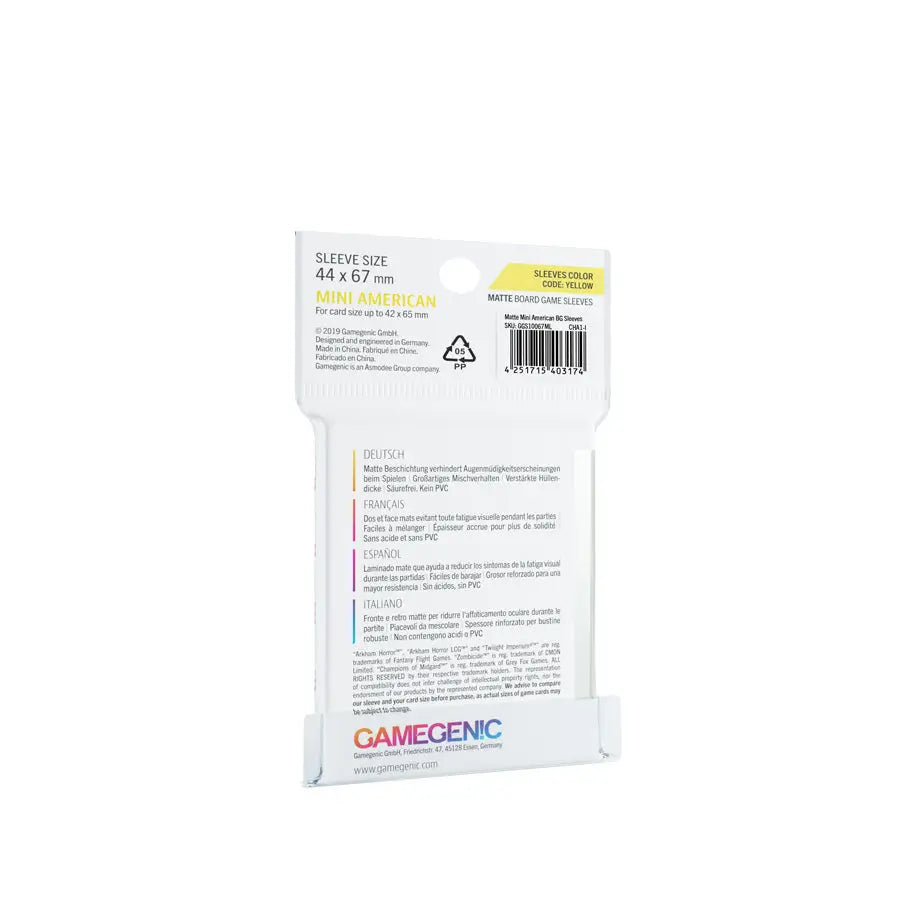 Board Game Sleeves: Matte - American - Mini - Yellow (50) - Gamegenic - Accessories
