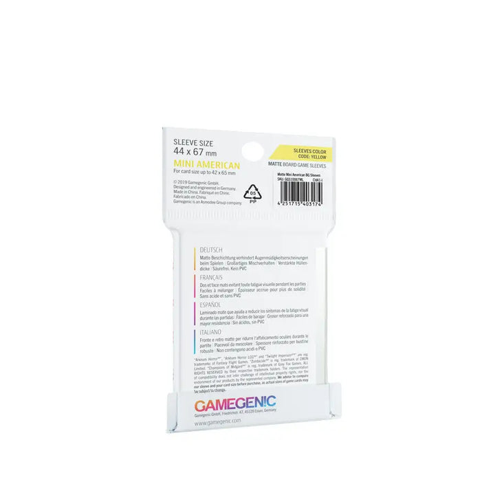 Board Game Sleeves: Matte - American - Mini - Yellow (50) - Gamegenic - Accessories