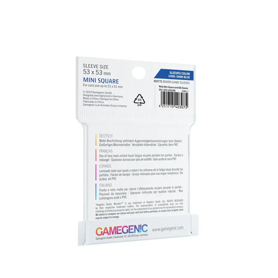Board Game Sleeves: Matte - Mini Square - Dark Blue (50) - Gamegenic - Accessories