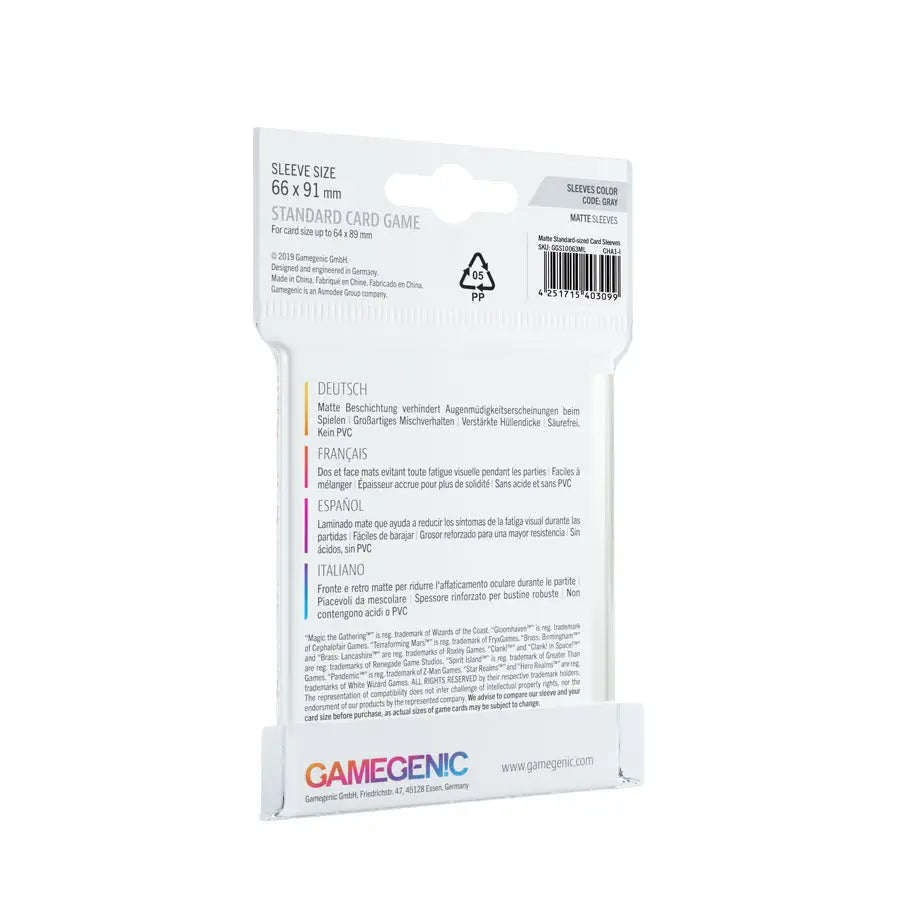 Board Game Sleeves: Matte Standard Grey (50) Gamegenic Accessories